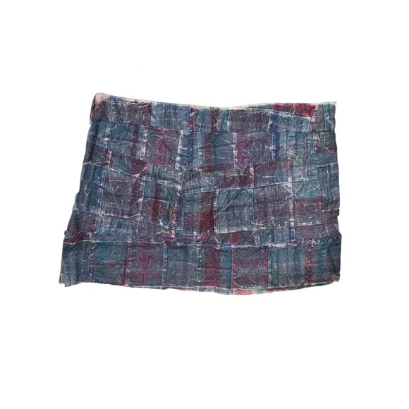 Zinc Retro Y2K Low Rise Multicolor Patchwork Mini Skirt With Button Detail - Picture 2 of 9